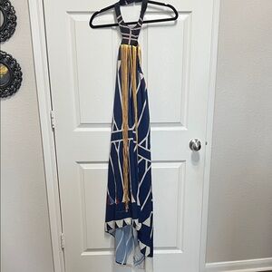 Geometric Blue and Gold Cape